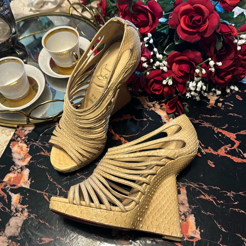 Christian Louboutin Floating Python Wedge Heels - image 1